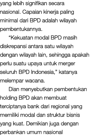 yang lebih signifikan secara nasional  Capaian kinerja paling minimal dari BPD adalah wilayah pembentukannya   Kekuat   