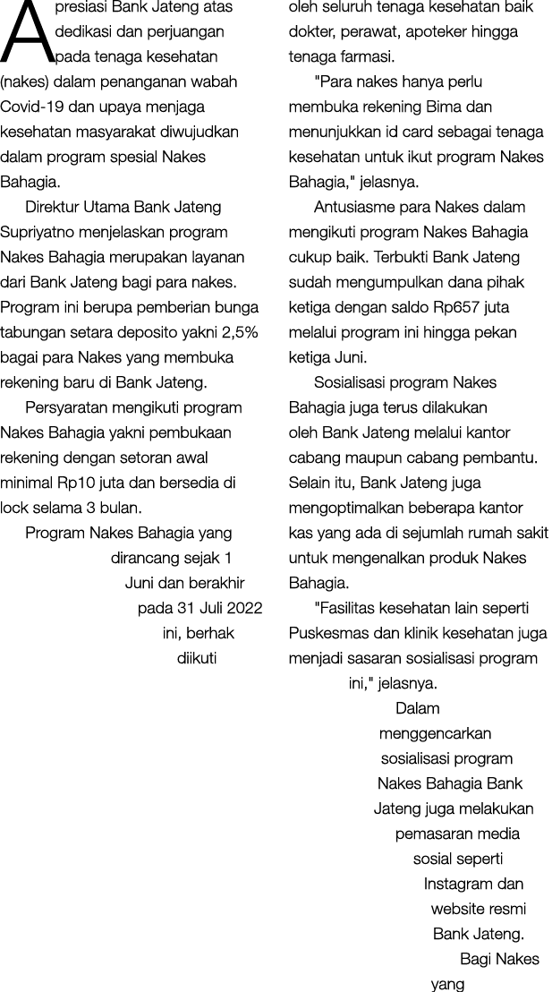 Apresiasi Bank Jateng atas dedikasi dan perjuangan pada tenaga kesehatan (nakes) dalam penanganan wabah Covid-19 dan ...