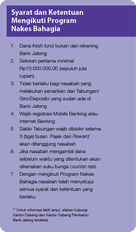 ** Untuk informasi lebih lanjut, silakan hubungi Kantor Cabang dan Kantor Cabang Pembantu Bank Jateng terdekat. ,1. D...