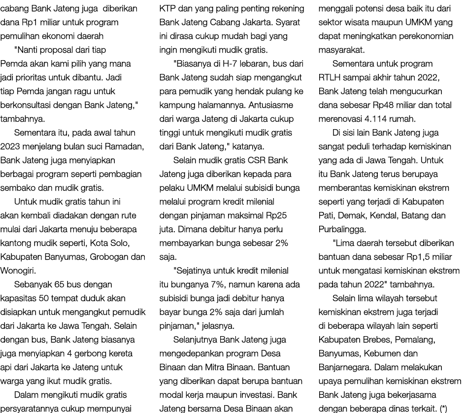 cabang Bank Jateng juga diberikan dana Rp1 miliar untuk program pemulihan ekonomi daerah \“Nanti proposal dari tiap P...