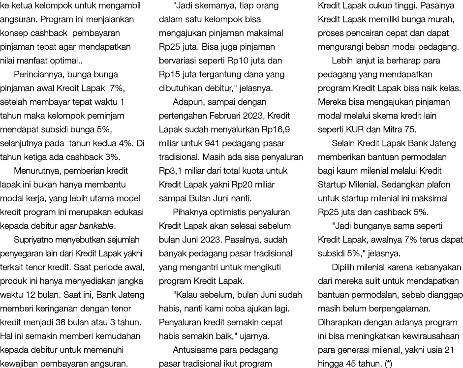 ke ketua kelompok untuk mengambil angsuran. Program ini menjalankan konsep cashback pembayaran pinjaman tepat agar me...