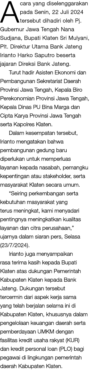 Acara yang diselenggarakan pada Senin, 22 Juli 2024 tersebut dihadiri oleh Pj. Gubernur Jawa Tengah Nana Sudjana, Bup...