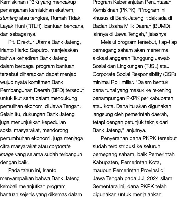 Kemiskinan (P3K) yang mencakup penanganan kemiskinan ekstrem, stunting atau tengkes, Rumah Tidak Layak Huni (RTLH), b...