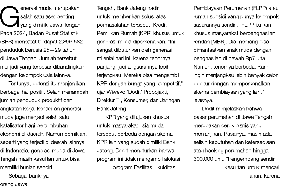 Generasi muda merupakan salah satu aset penting yang dimiliki Jawa Tengah. Pada 2024, Badan Pusat Statistik (BPS) men...