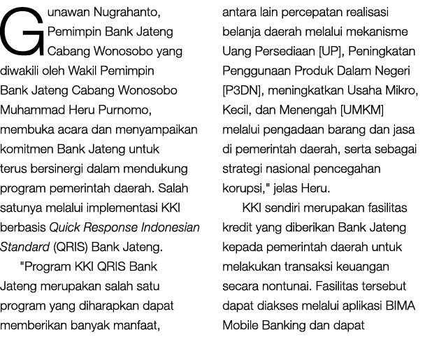 Gunawan Nugrahanto, Pemimpin Bank Jateng Cabang Wonosobo yang diwakili oleh Wakil Pemimpin Bank Jateng Cabang Wonosob...