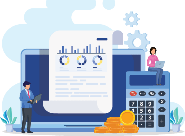 Cash Flow Vector Illustration Concept. Business people with online cash flow report.